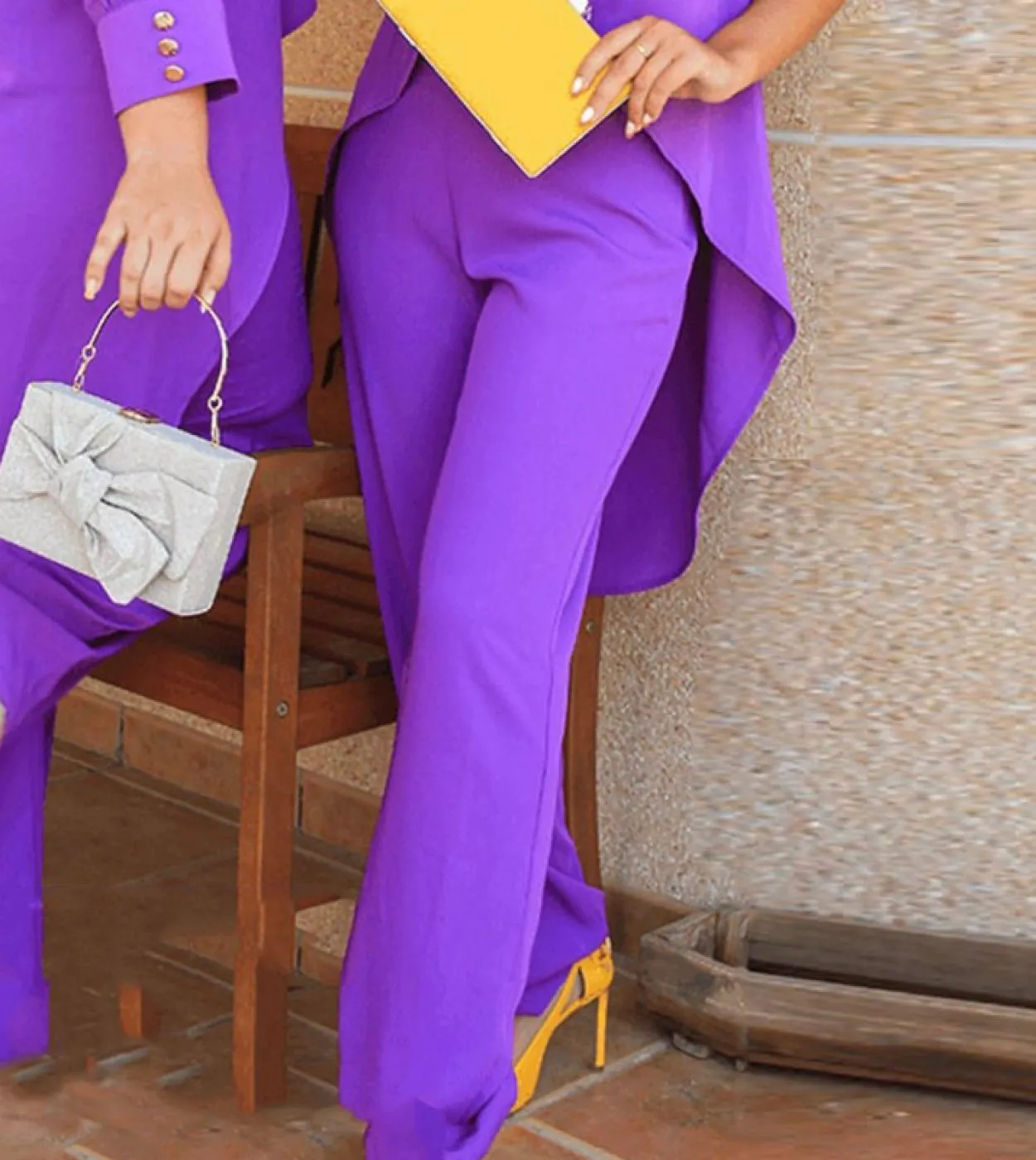 Wefads Set da due pezzi da donna Fashion Casual Solid Girocollo Manica lunga Top irregolare Pantaloni larghi larghi Pantaloni Se