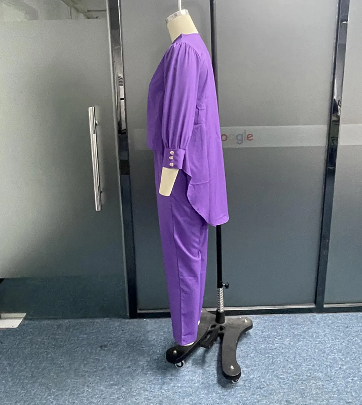 Wefads Set da due pezzi da donna Fashion Casual Solid Girocollo Manica lunga Top irregolare Pantaloni larghi larghi Pantaloni Se