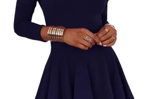 ​Abito elegante mini con scollo a V e volant K​yliana, blu scuro