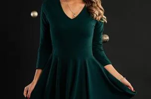 ​Abito elegante mini con scollo a V e volant K​yliana, verde